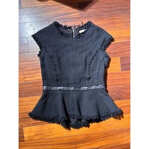Rebecca Taylor Peplum tweed with lambskin leather top, size 0
